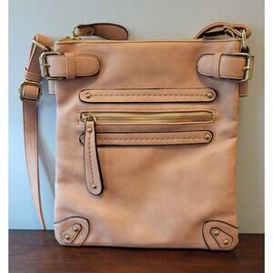 Miztique Peach/Light Pink Faux Leather Crossbody Bag